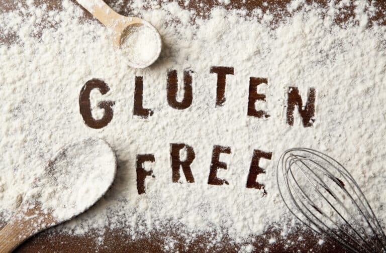Gluten free written in gluten-free flour